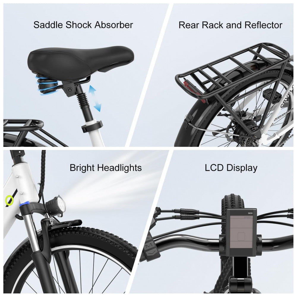 Bicicleta Elétrica 1000 Peak para Adultos, Autonomia de até 80 Quilômetros com Bateria Removível, E bike de 26 com 7 Velocidades para Praia, Neve e