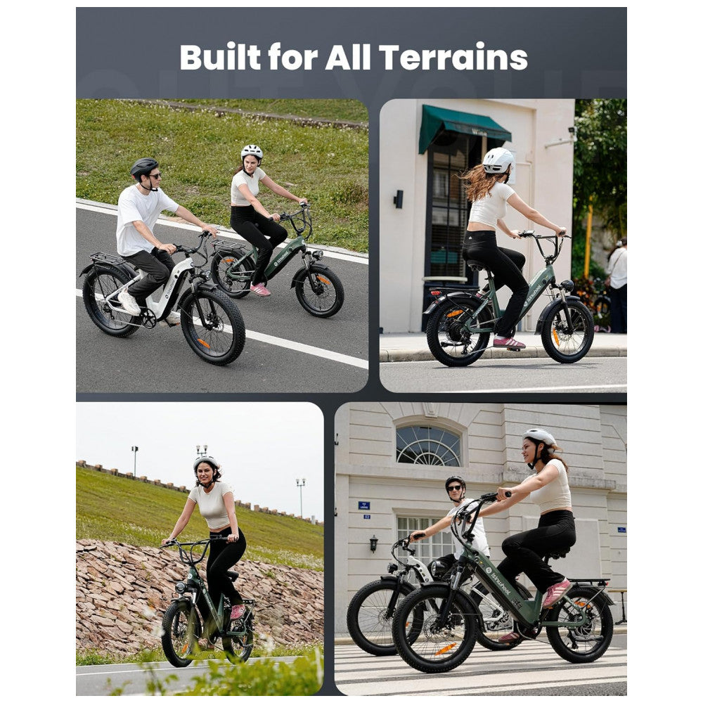 Bicicleta Elétrica Isinwheel U8 Verde 20" | Motor 1000W, Bateria 48V 13Ah, Suspensão Dupla, 7 Velocidades, Luz 2000 Lúmens