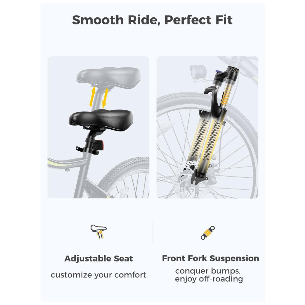 Bicicleta Elétrica Mountain Bike Heybike RM27.5 Bateria Removível 48V 10Ah, Motor Brushless 750W, 7 Velocidades, Pneusanti furo 27.5 , Bateria Removível e 7 Velocidades, 48V 500W, Preta