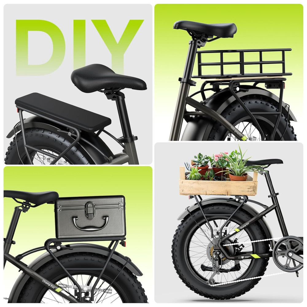 Kit com 2 Bicicletas Elétricas Dobráveis Sisigad 1500W Pico, Pneus Fat 20 x4.0, Bateria 48V 15Ah, Autonomia 96 km, 7 Velocidades, Freios a Disco, Suspensão Completa, Branco Preto