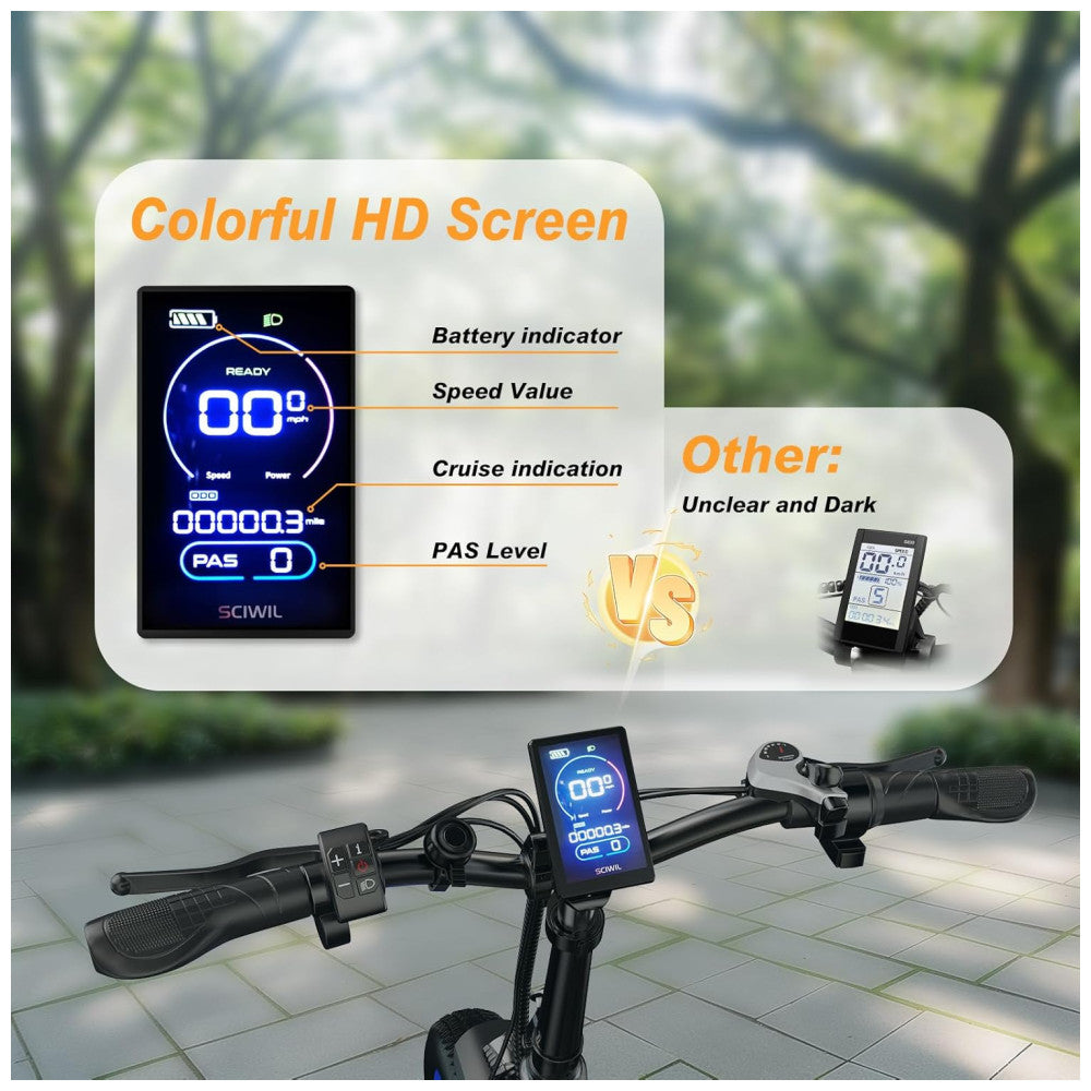 Bicicleta Elétrica Dobrável de 1000W, Bateria Removível Grande de 48V 20AH, 30MPH, Alcance Máximo de 80 Milhas, Bicicleta Elétrica com Pneus Largos de, Preta