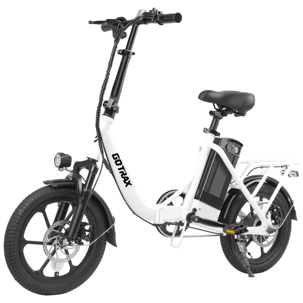 Bicicleta Elétrica Dobrável Gotrax NEPHELE 16" | Motor 350W, Bateria Removível, Suspensão, Freios a Disco, 3 Modos, Branca