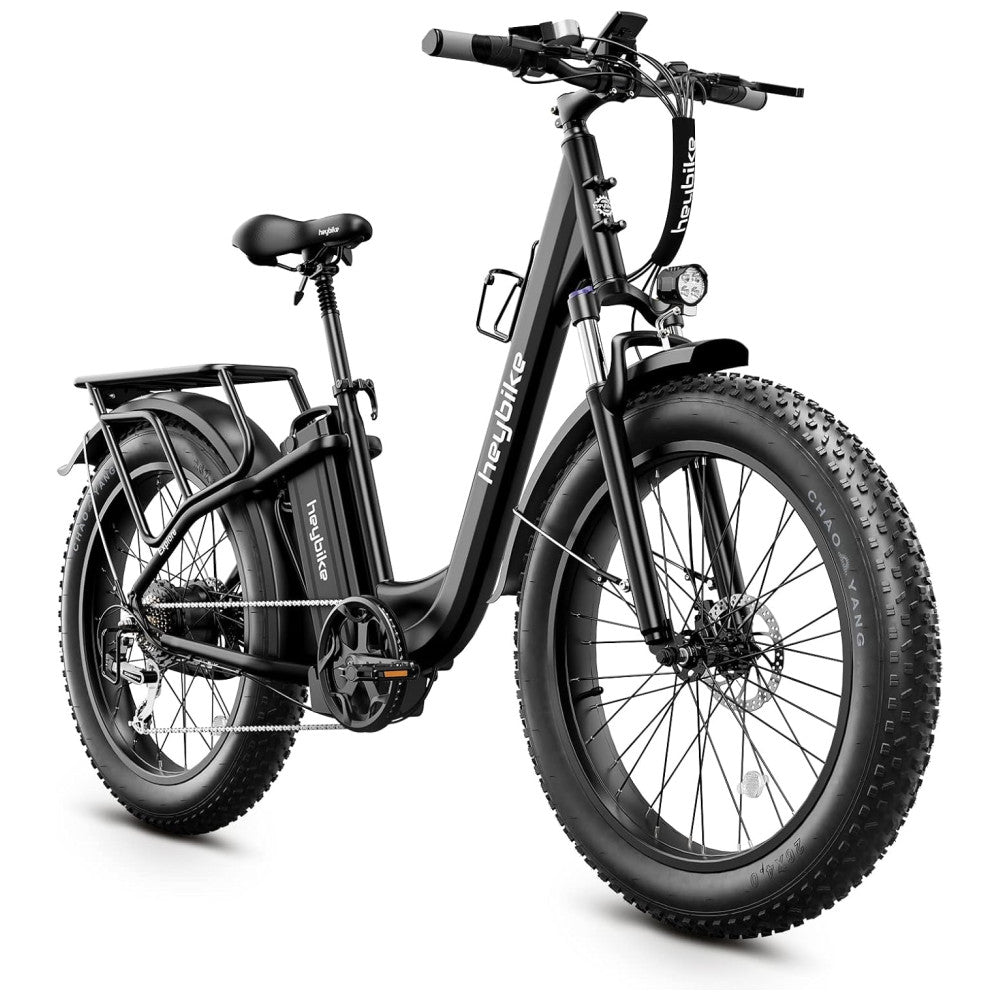 Bicicleta Elétrica Heybike Mars 2.0 – Motor 750W, Bateria Removível 48V, Pneus Fat 20"x4", Quadro Step-Thru, Dobrável, Suspensão Frontal, 7 Marchas – Preta