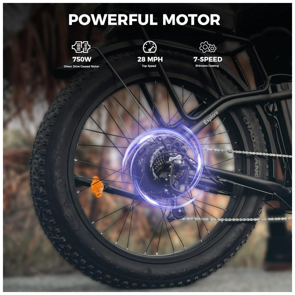 Bicicleta Elétrica Heybike Mars 2.0 – Motor 750W, Bateria Removível 48V, Pneus Fat 20"x4", Quadro Step-Thru, Dobrável, Suspensão Frontal, 7 Marchas – Preta