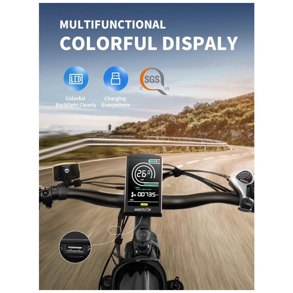 Bicicleta Elétrica MULTIJOY EB260 Branca | Motor 1000W, Bateria 48V 20Ah, Autonomia 112 km, Velocidade 45 km/h, Rodas 26"x4", Freios a Disco