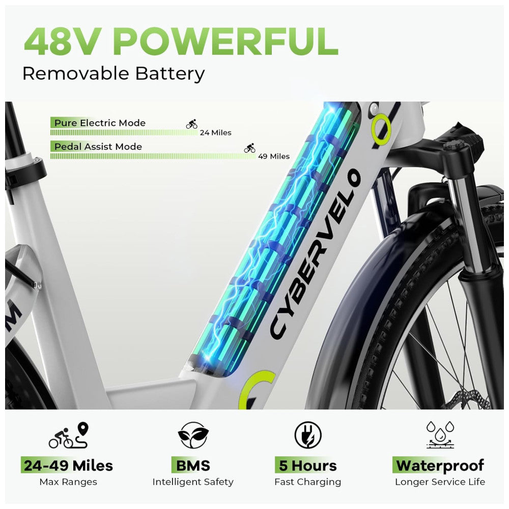 Bicicleta Elétrica Aoango EK2 Branco 26" | Motor 1000W, Bateria 48V 720Wh, Suspensão Dianteira, Display LCD