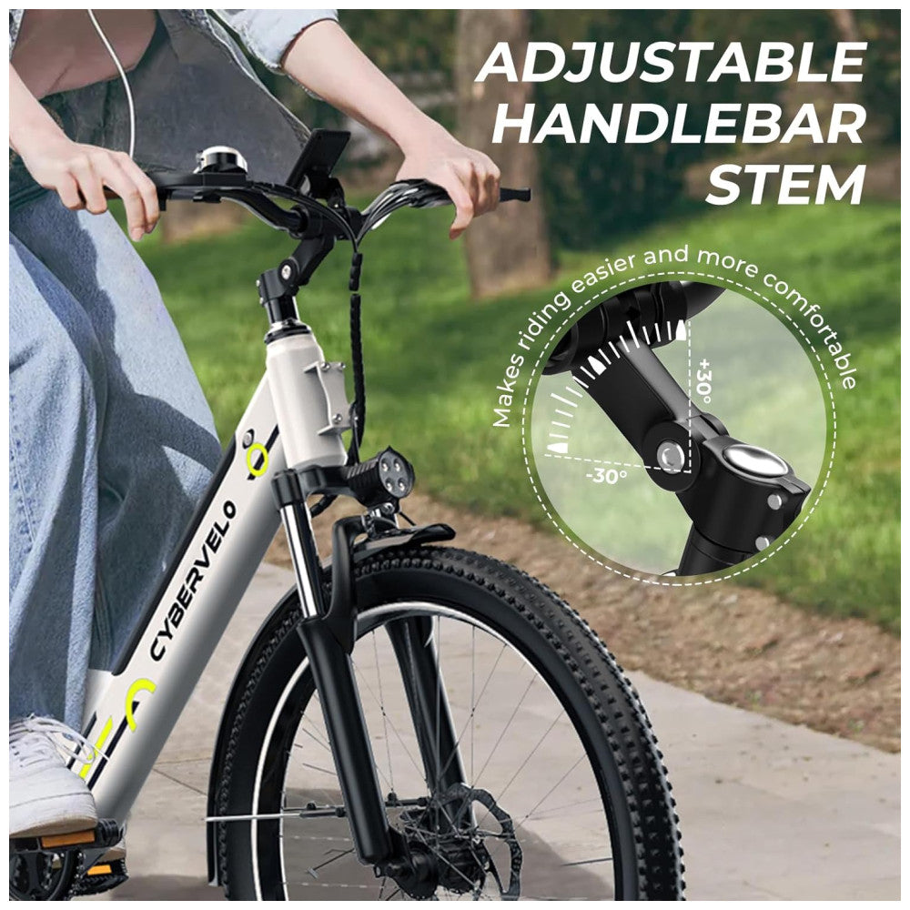 Bicicleta Elétrica Aoango EK2 Branco 26" | Motor 1000W, Bateria 48V 720Wh, Suspensão Dianteira, Display LCD