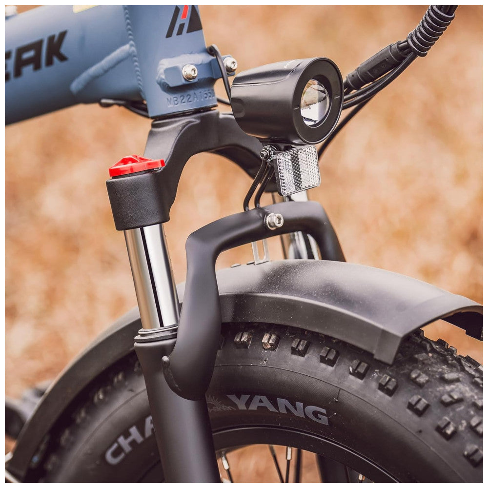Bicicleta Elétrica Dobrável Hipeak Azul | Motor 750W, Bateria 48V 15Ah, Pneus 20"x4", Suspensão Dianteira, 7 Marchas, Off-Road e Urbana