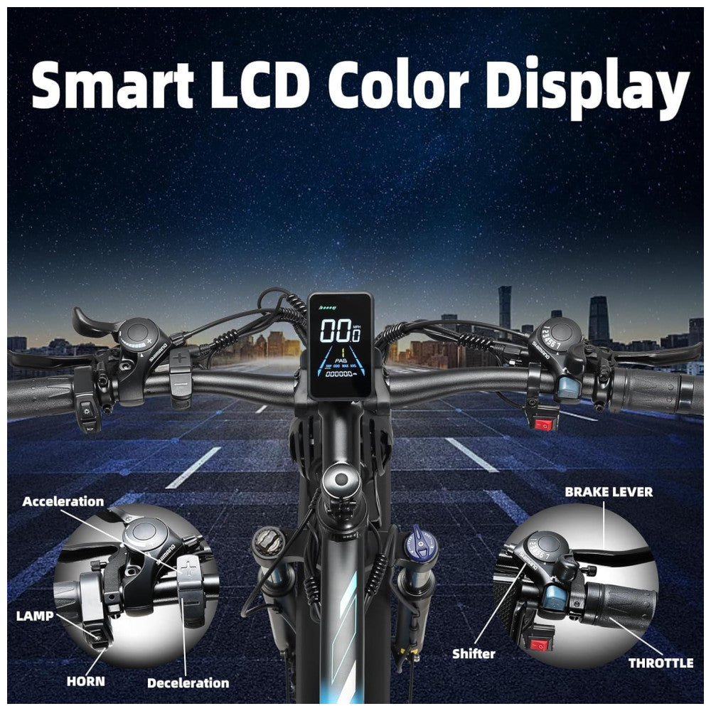 Bicicleta Elétrica KETELES Peak 4000W, Motor Duplo 2000W, Pneus 26 , Bateria 1104Wh, Freios Hidráulicos, Suspensão Completa, até 56 km h, Preto Azul