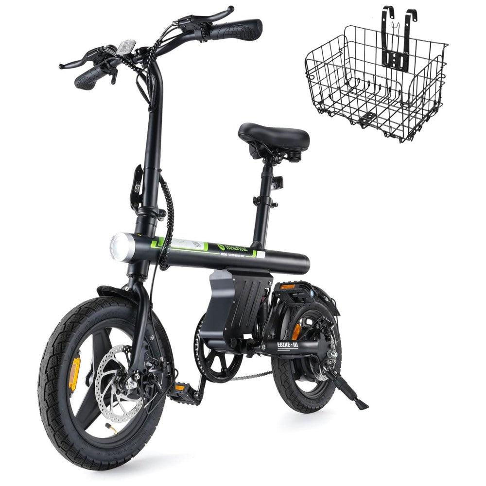 Bicicleta Elétrica Dobrável isinwheel U1 Preta – Motor 500W, Velocidade Máxima 32km/h, Autonomia 40km, Rodas 14", Câmbio Eletrônico e Suspensão Traseira, Preta