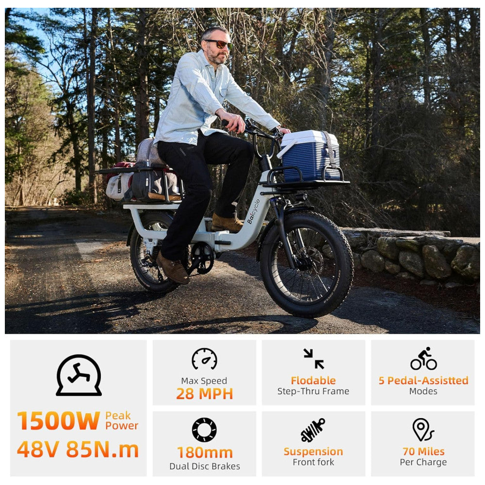 Bicicleta Elétrica Dobrável Baicycle A02 Preta Motor 1500W, Bateria 48V 15,3Ah, Suspensão Avançada