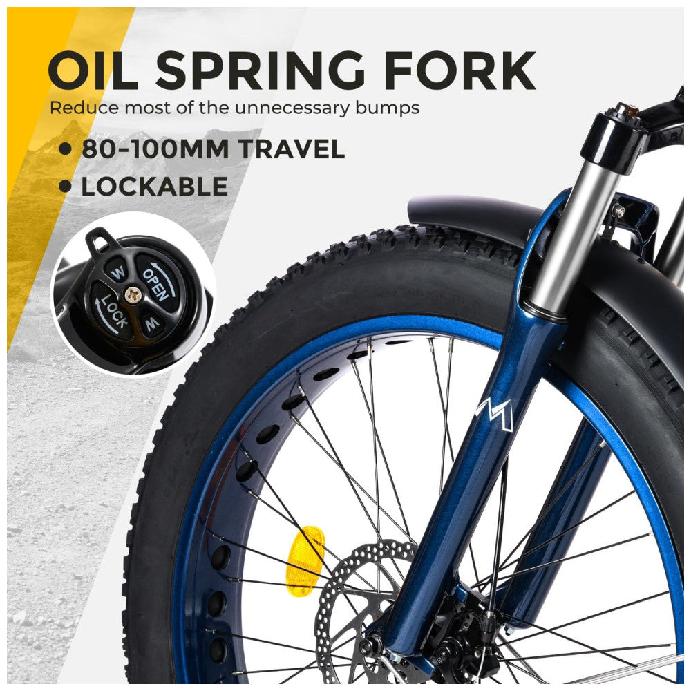 Bicicleta Elétrica NF NIGHTFIRE 750W – Bateria Removível 48V, Autonomia até 88 km, 7 Marchas, Suspensão Frontal, Freios a Disco, Display LCD – Quadro em Alumínio Azul