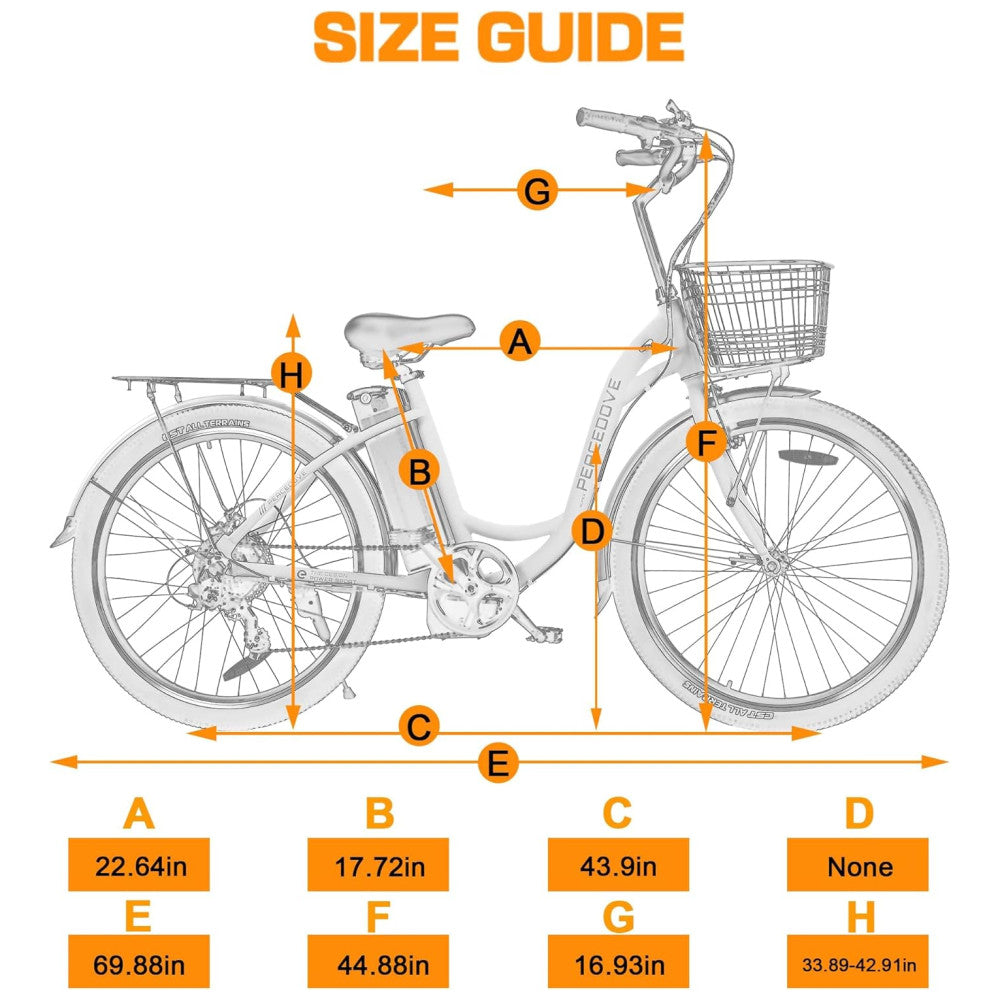 Bicicleta Elétrica Urbana Step Through 350W, Bateria Removível 36V 10Ah, Autonomia Até 64 km, Quadro Alumínio 26 , 4 Modos, Visor LED, Branca