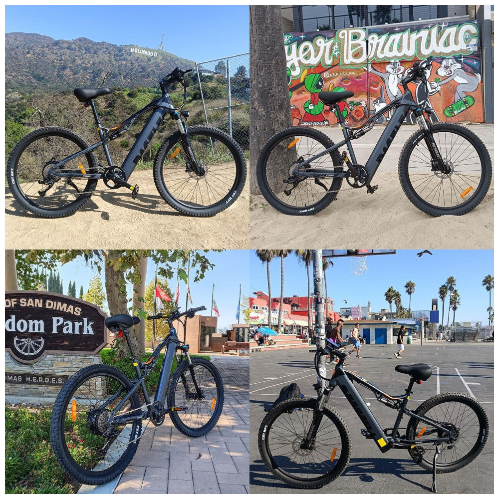Bicicleta Elétrica Mountain Bike PASELEC GS9 750W com Bateria Removível 48V 16Ah, Freios Hidráulicos e Câmbio Shimano 8 Velocidades, Cinza Escuro