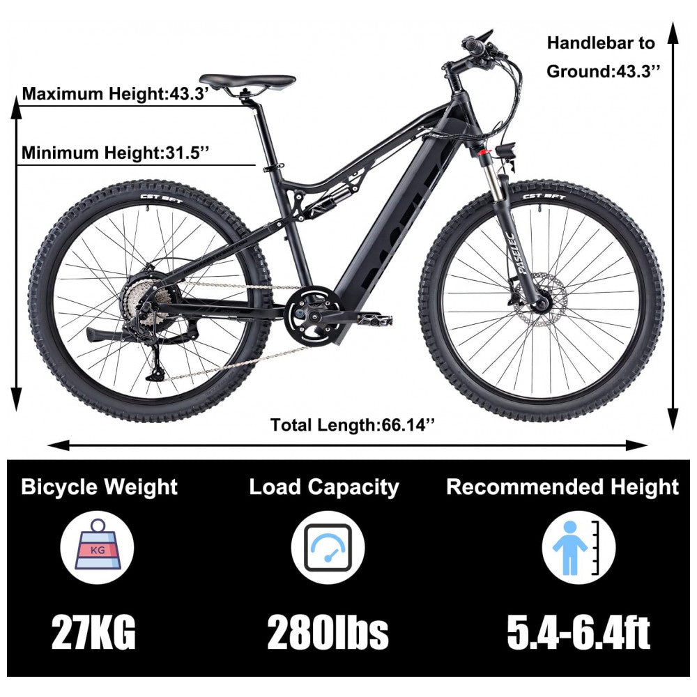 Bicicleta Elétrica Mountain Bike PASELEC GS9 750W com Bateria Removível 48V 16Ah, Freios Hidráulicos e Câmbio Shimano 8 Velocidades, Cinza Escuro