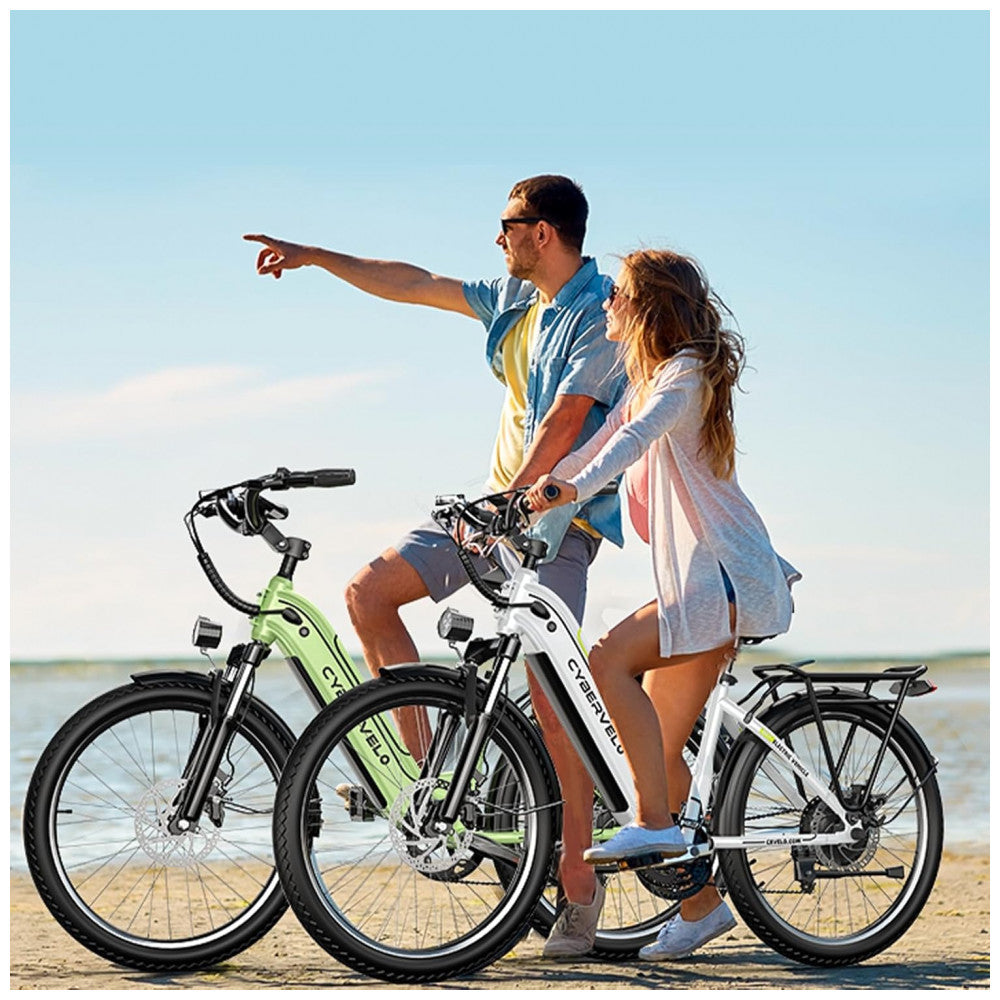 Bicicleta Elétrica Aoango 1000 Peak para Adultos, Bateria Removível 80 Milhas, 26 Polegadas, 7 Velocidades, Bike Elétrica Branca para Mulheres, Todas