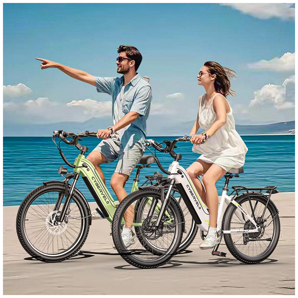 Bicicleta Elétrica Aoango 1000 Peak para Adultos, Bateria Removível 80 Milhas, 26 Polegadas, 7 Velocidades, Bike Elétrica Branca para Mulheres, Todas