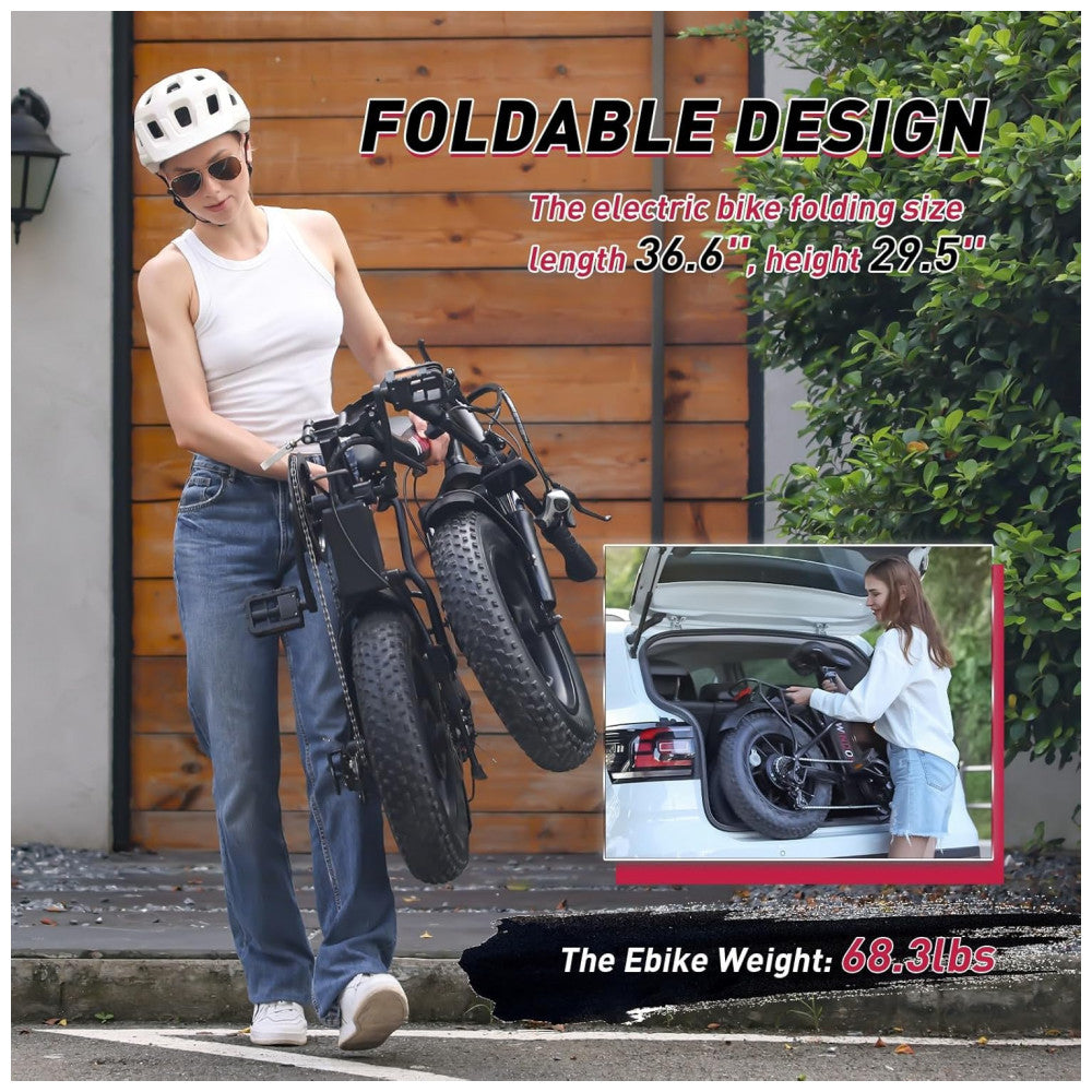 Bicicleta Elétrica para Adultos Windone S14S16, Velocidade Máxima de 31 km h, Autonomia de 4582 km PAS, Motor de Pico 750W, Dobrável, Leve, Amortecedo