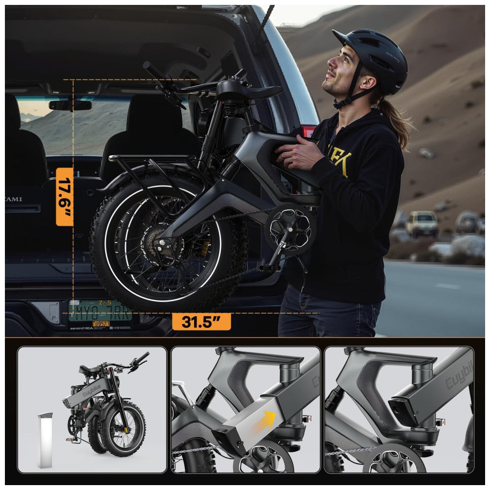 Bicicleta Elétrica Todo-o-Terreno Kebiko K6F Cinza 20" | Motor 2000W, Bateria 48V 25Ah, Freios Hidráulicos, Dobrável