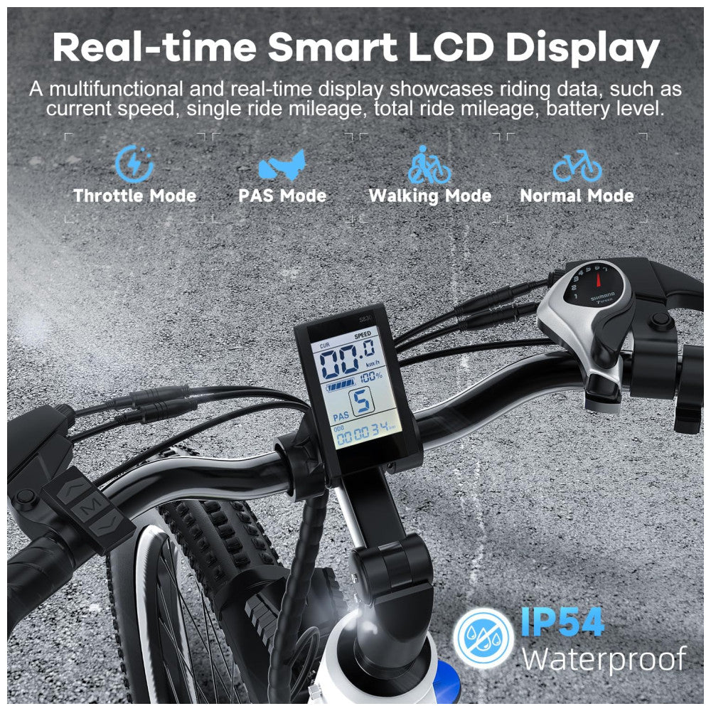 Bicicleta Elétrica Cybervelo EK2 1500W Pico, Autonomia 128km, Suspensão Completa, Freios a Disco, Tela LCD, 7 Velocidades – Aço Reforçado, Azul