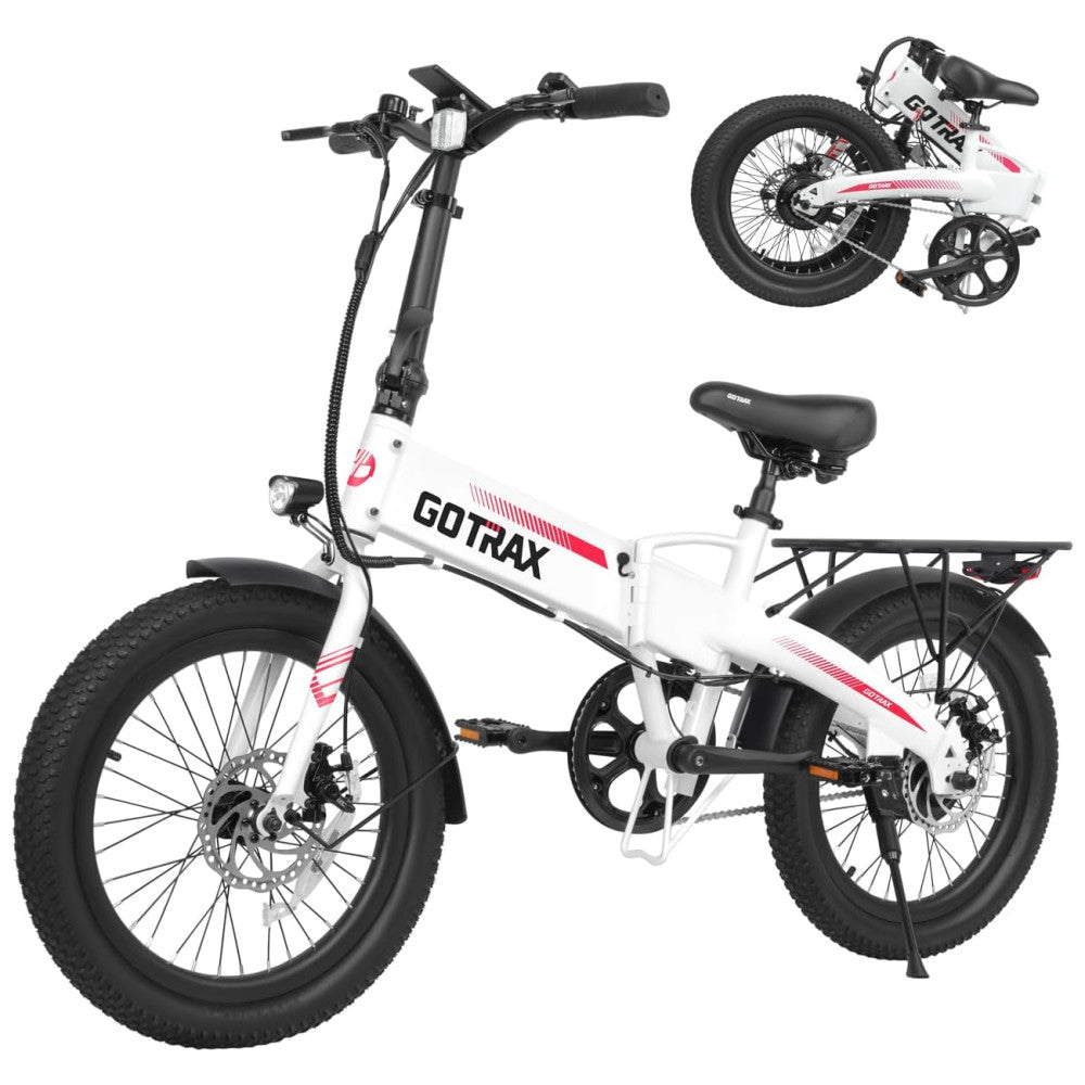 Bicicleta Elétrica Dobrável Gotrax R1 Branca 20" | Motor 500W, Bateria 48V 7,8Ah, 3 Modos de Condução, Freios a Disco