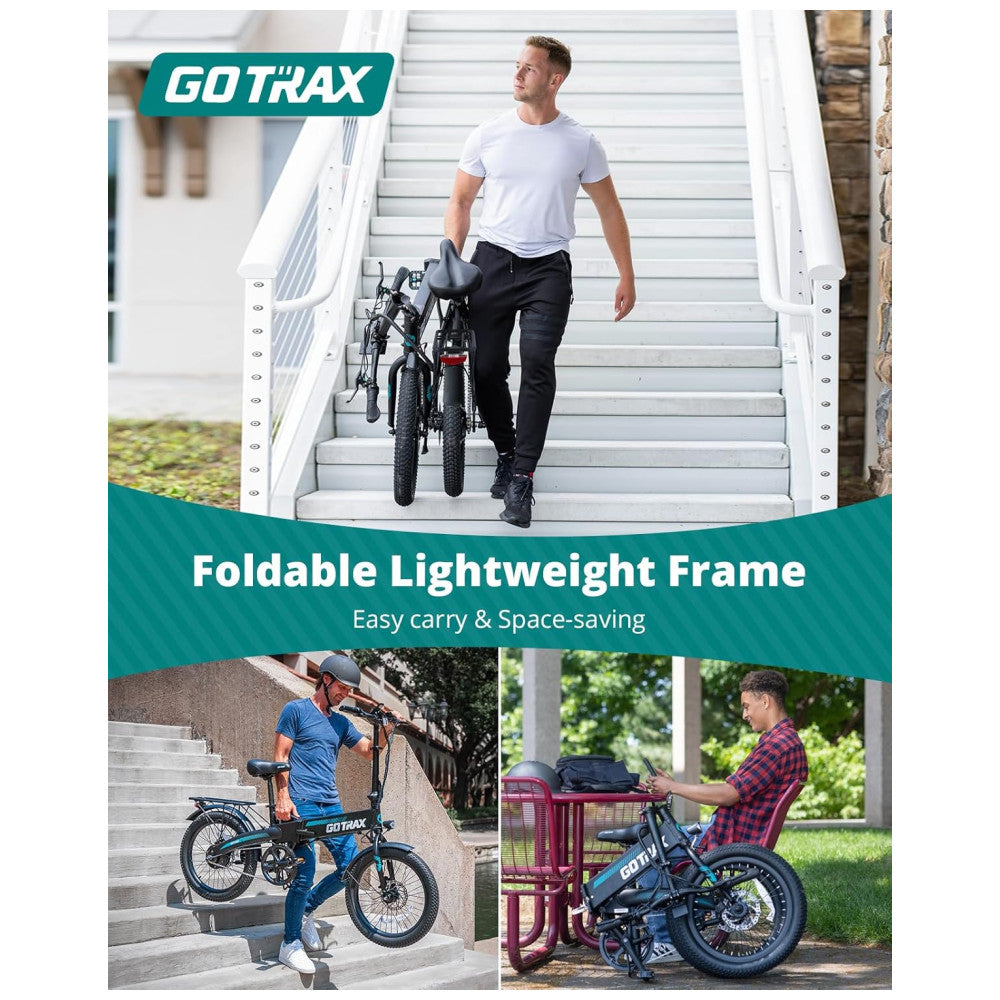 Bicicleta Elétrica Dobrável Gotrax R1 Branca 20" | Motor 500W, Bateria 48V 7,8Ah, 3 Modos de Condução, Freios a Disco