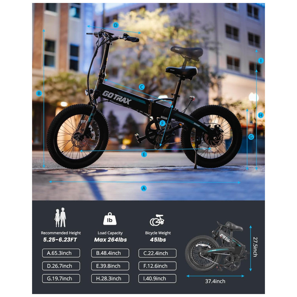 Bicicleta Elétrica Dobrável Gotrax R1 Branca 20" | Motor 500W, Bateria 48V 7,8Ah, 3 Modos de Condução, Freios a Disco