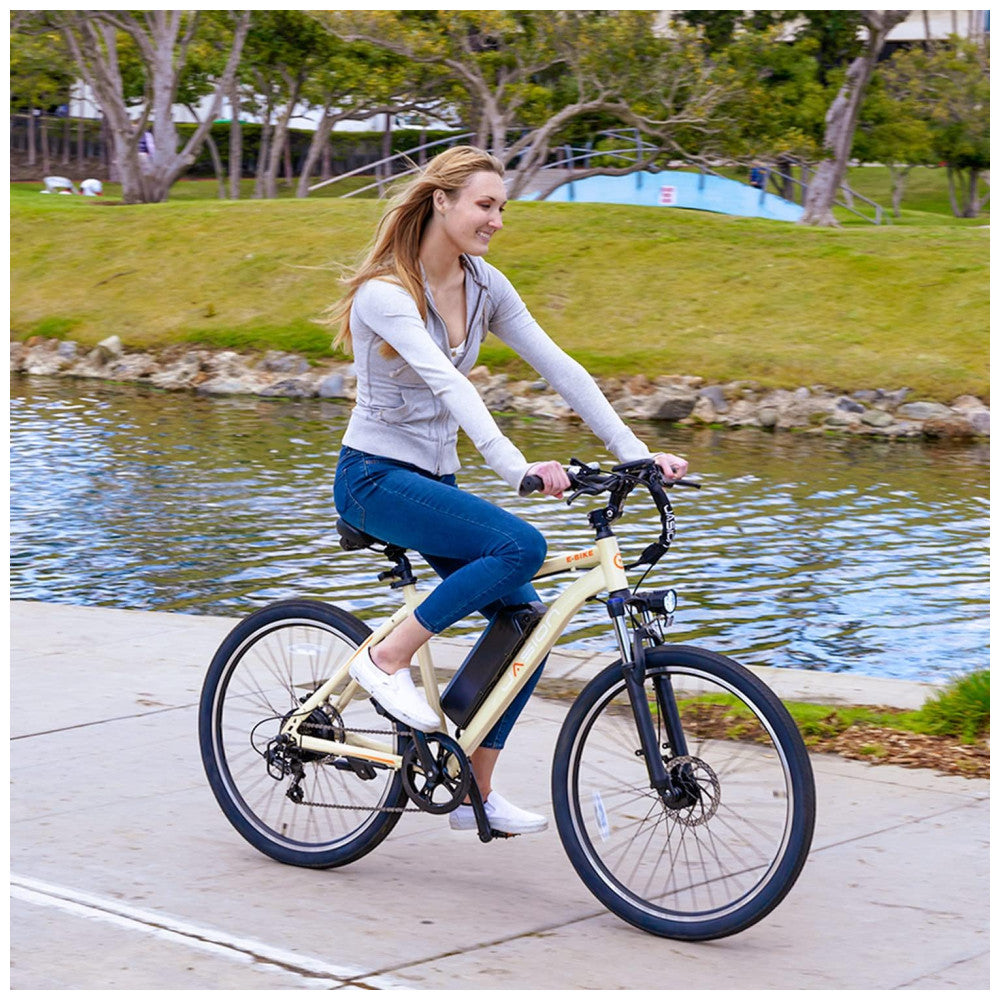 Bicicleta Elétrica Jasion RetroVolt 26" Cáqui | Motor 350W, Bateria 36V 360Wh, 7 Velocidades, 4 Modos de Condução