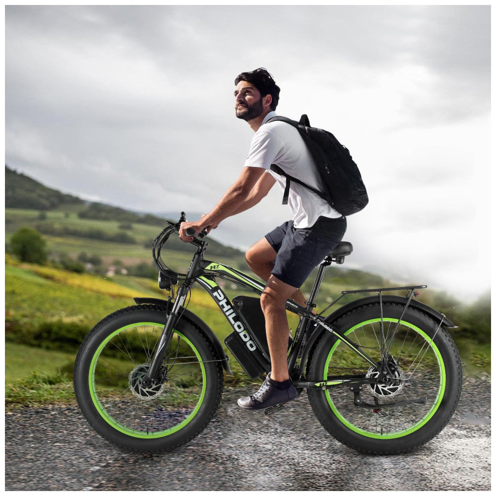 Bicicleta Elétrica PHILODO H7 Ultra – Motor Brushless 5000W, Pneus Fat 26"x4", Bateria 60V 26Ah, 21 Velocidades, Freios Hidráulicos