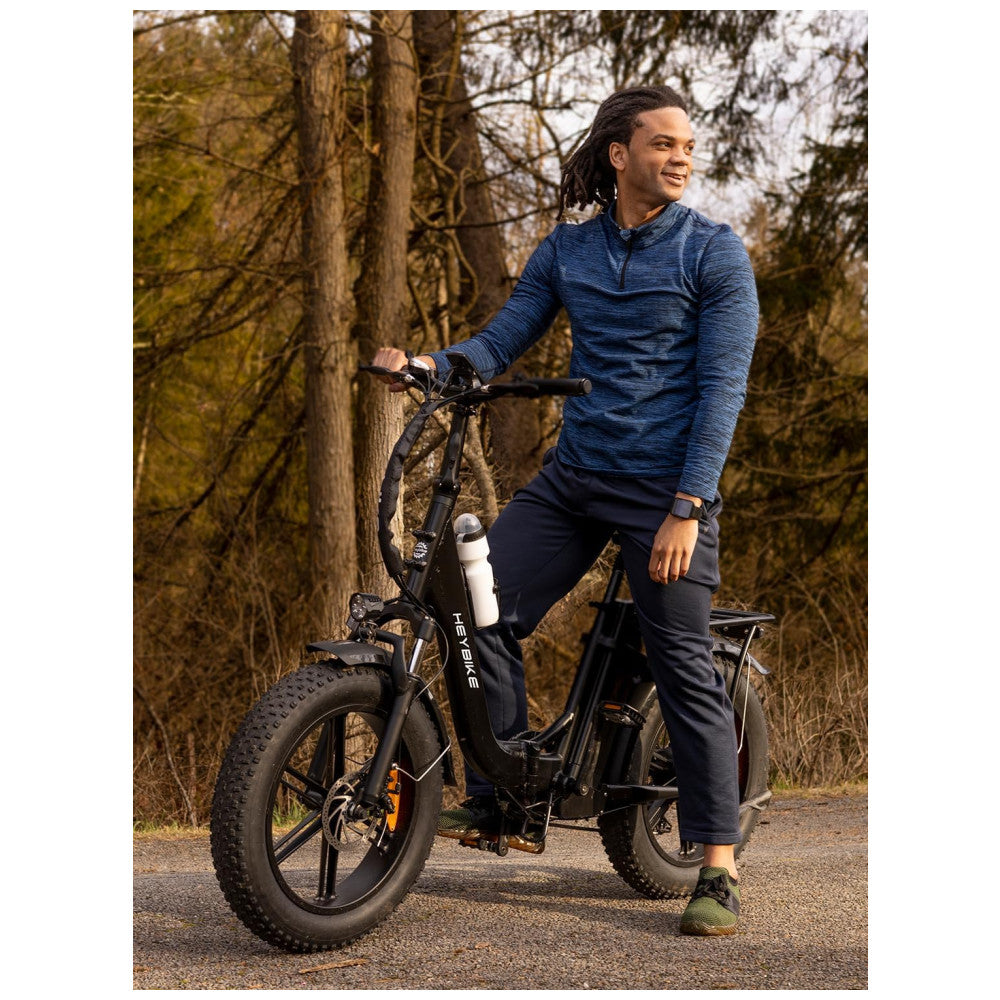 Bicicleta Elétrica Dobrável Heybike Ranger 2.0 Preta | Autonomia 88 km, Velocidade 40 km/h, Motor Potente, Pneus 20"x4", Suspensão Frontal, Freios a Disco