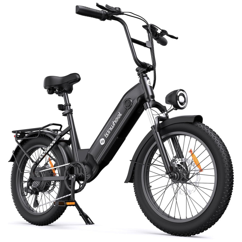 Bicicleta Elétrica Isinwheel U8 1000W – Bateria Removível 48V 13Ah, Rodas 20", Suspensão Dupla, Pneus Fat Resistentes a Furos, Freios a Disco, Iluminação 2000lm – Preta