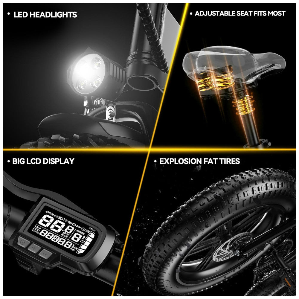 Bicicleta Elétrica Heybike RM27.5 Branca | Motor 750W, Bateria 48V 10Ah, Pneus 27.5", 7 Marchas, Freios a Disco, Display LCD