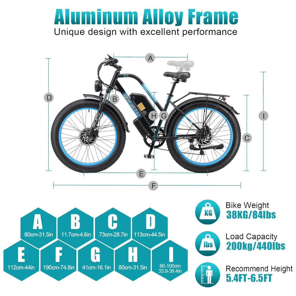 E-bike QIKAITU Q7 com Motor Duplo 2000W, Bateria 48V 23Ah UL2849, Suspensão Hidráulica e Autonomia de 96 km, Preta e Amarela