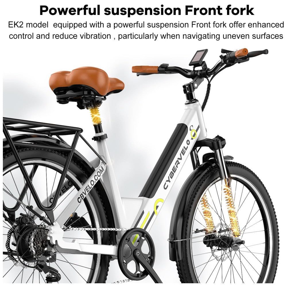 Bicicleta Elétrica Cybervelo EK2 1500W Pico, Autonomia 128km, Suspensão Completa, Freios a Disco, Tela LCD, 7 Velocidades – Aço Reforçado, Gradiente de Cor