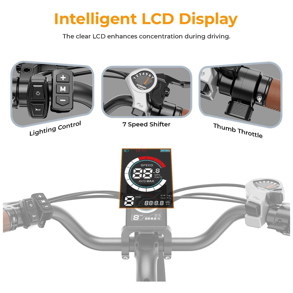 E-bike Urbana Heybike Cityscape 2.0, Motor 500W (Pico 1000W), Bateria Removível 468Wh UL, 7 Marchas, Freios a Disco 26" Azul Clássico