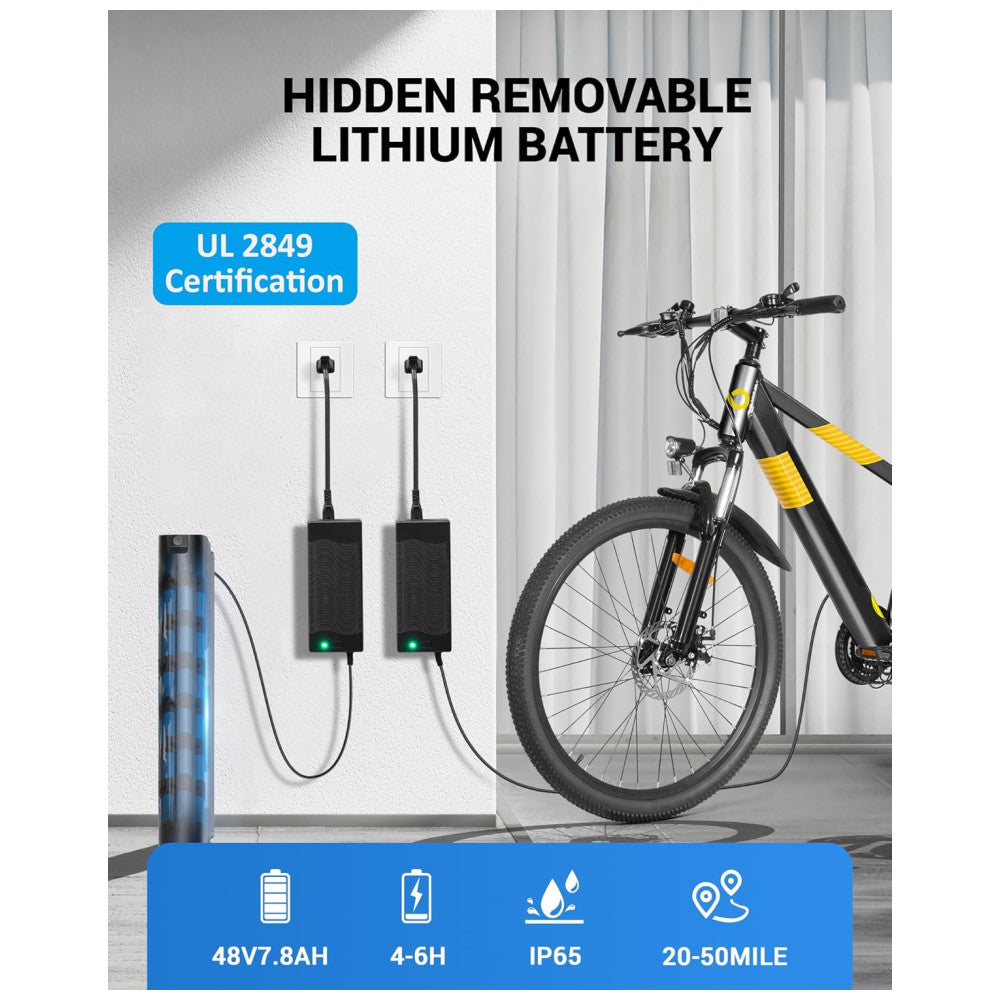 Bicicleta Elétrica Mountain Bike MULTIJOY EB263 – Motor 700 W, Bateria Oculta 48V 7,8Ah, 21 Velocidades, Suspensão Frontal, Freios a Disco