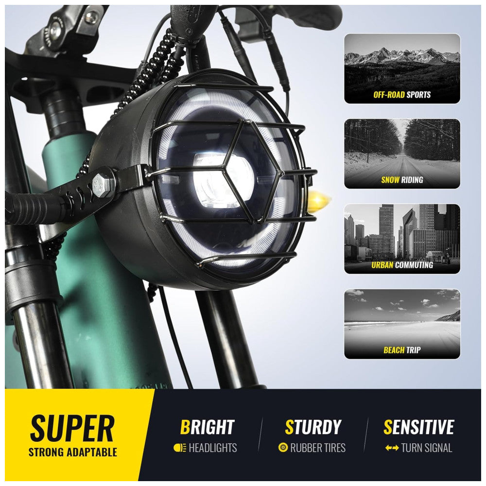 Bicicleta Elétrica SMARTRAVEL ZM22 20 Verde Motor 1200W, Bateria 48V 20Ah, Suspensão Dupla, Freios a Disco, Câmbio Shimano 7V, GPS e LCD