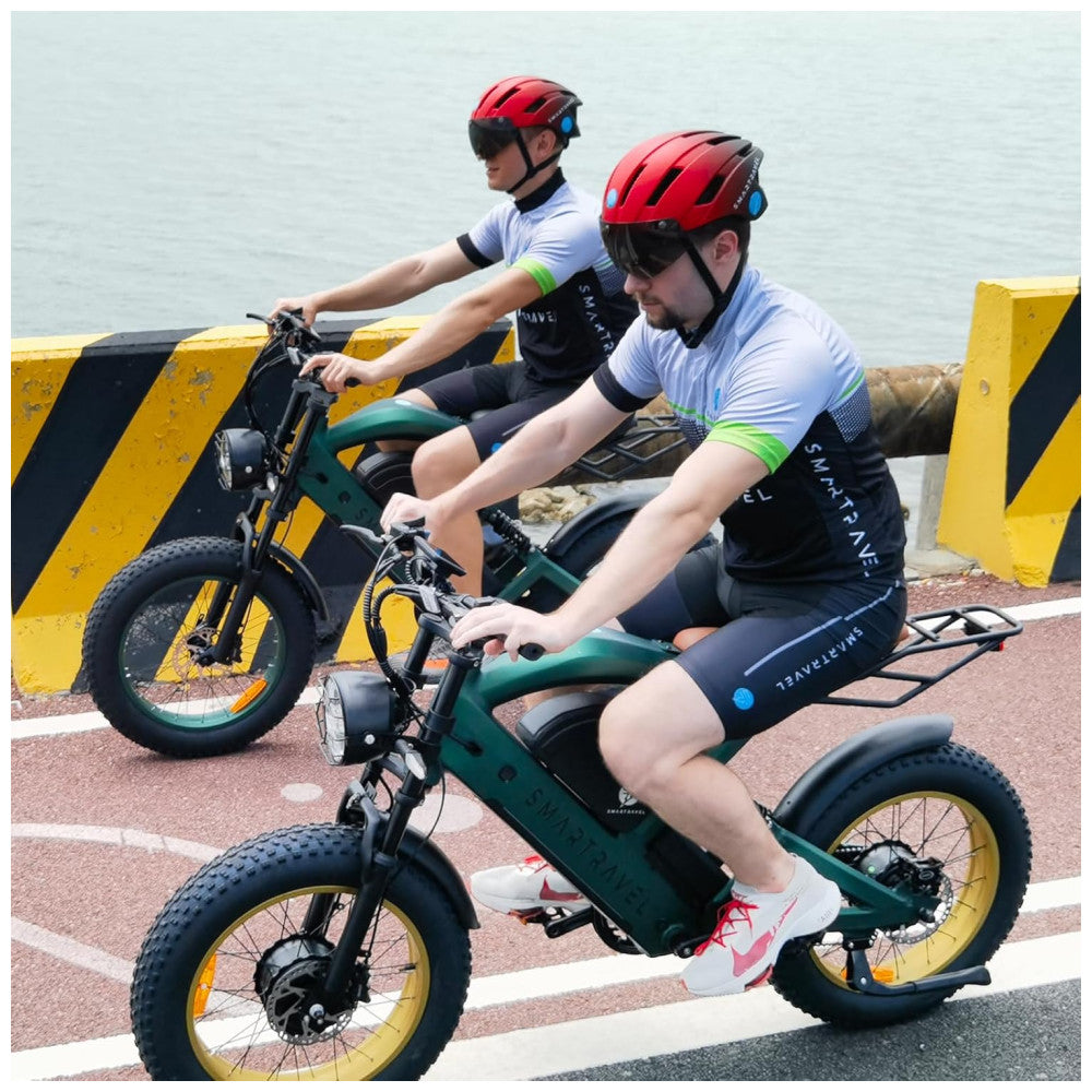 Bicicleta Elétrica SMARTRAVEL ZM22 20 Verde Motor 1200W, Bateria 48V 20Ah, Suspensão Dupla, Freios a Disco, Câmbio Shimano 7V, GPS e LCD