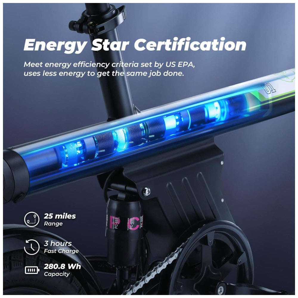 Mini Bicicleta Elétrica U1 isinwheel 500W | Velocidade Máx. 32 km/h | Autonomia até 40 km | Dobrável, Leve e Inteligente, Preta