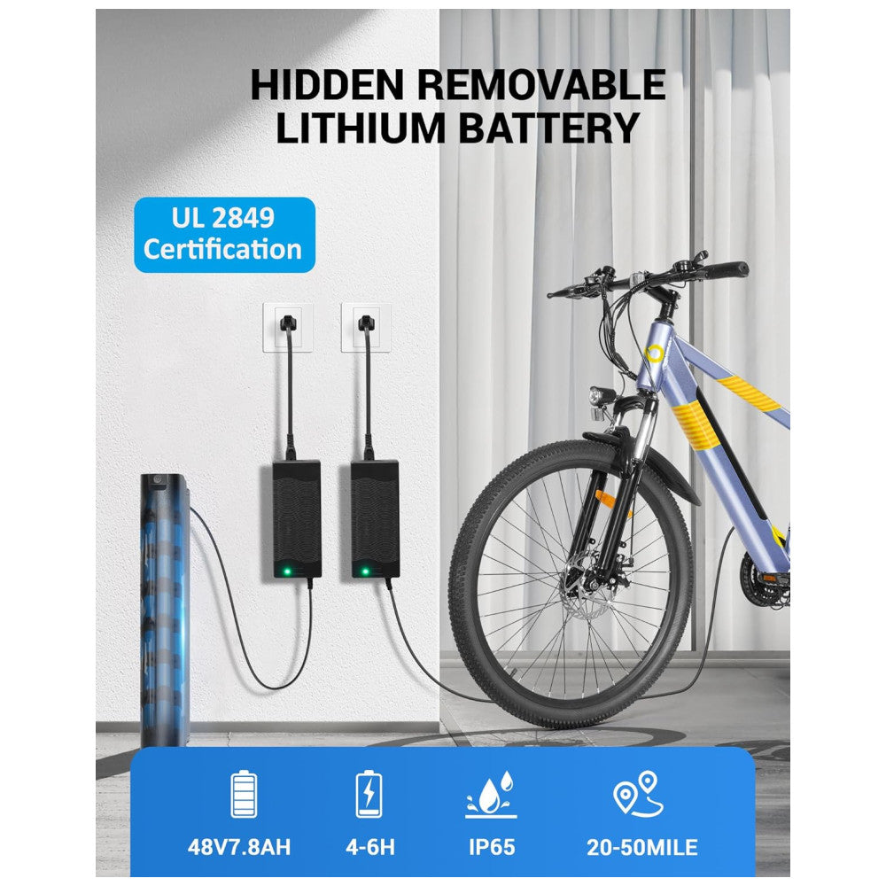 Bicicleta Elétrica Mountain Bike MULTIJOY EB263 – Motor 700 W, Bateria Oculta 48V 7,8Ah, 21 Velocidades, Suspensão Frontal, Freios a Disco