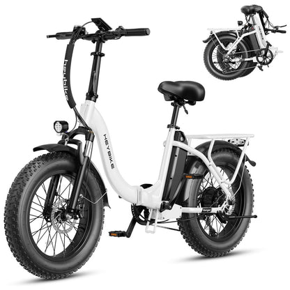 Bicicleta Elétrica Dobrável Heybike Ranger 2.0 Branca | Motor 1500W, Autonomia 88 km, Velocidade 40 km/h, Pneus 20"x4", Suspensão Frontal, Câmbio Shimano 7V