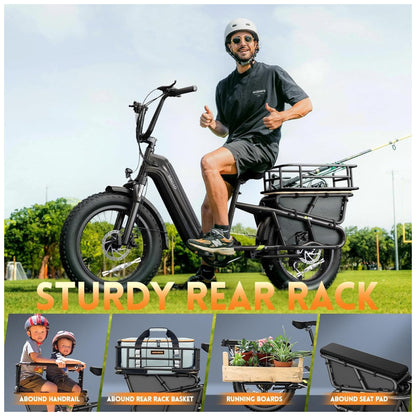 Bicicleta Elétrica 1500W Pico, Bateria 48V 15Ah, Autonomia 128 km, Pneus 20x4.0 , Freios Hidráulicos, Suspensão, 7 Marchas, Tela LCD, Até 45 km h, Cinza Ferro