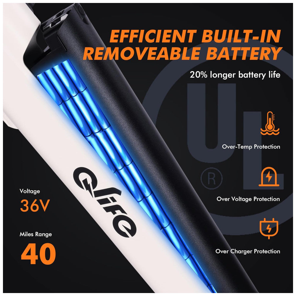E-bike Urbana Qlife Cityone ST Step-Thru, Bateria 36V UL2849, 7 Velocidades, Pneus 26"x2,1", Suspensão Frontal, Branca