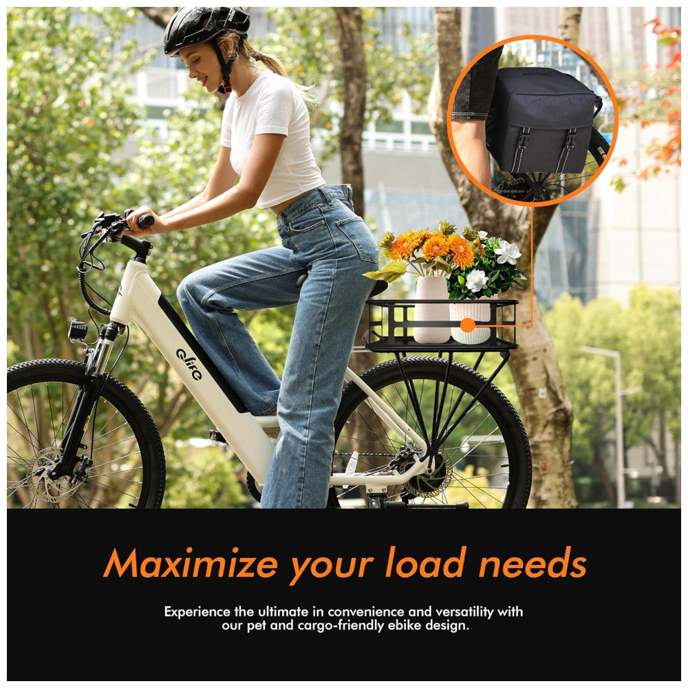 E-bike Urbana Qlife Cityone ST Step-Thru, Bateria 36V UL2849, 7 Velocidades, Pneus 26"x2,1", Suspensão Frontal, Branca