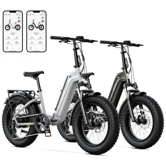 Kit com 2 Bicicletas Elétricas Dobráveis Sisigad 1500W Pico, Pneus Fat 20 x4.0, Bateria 48V 15Ah, Autonomia 96 km, 7 Velocidades, Freios a Disco, Suspensão Completa, Branco Preto