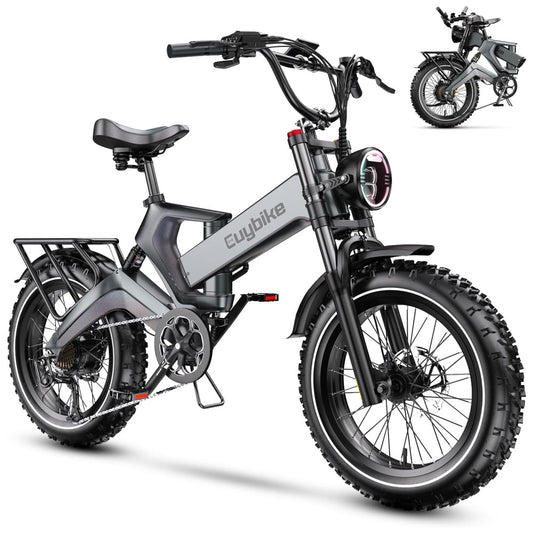 Bicicleta Elétrica Dobrável bluebiko F6B com Motor Brushless 750W Pico 1000W , Bateria Removível 48V 20Ah, Freios a Disco Duplos e Sistema de Transmissão 7 Velocidades e autonomia de 128km, K6F Cinza