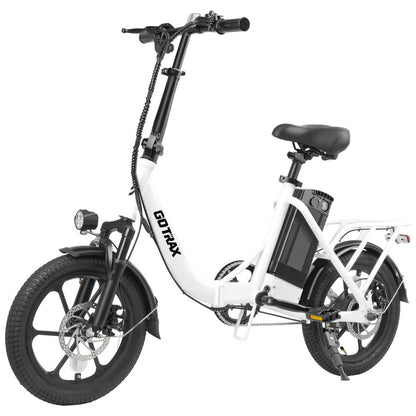 Bicicleta Elétrica Dobrável Gotrax NEPHELE 16" | Motor 350W, Bateria Removível, Suspensão, Freios a Disco, 3 Modos, Branca