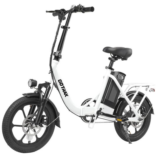 Bicicleta Elétrica Dobrável Gotrax NEPHELE 16" | Motor 350W, Bateria Removível, Suspensão, Freios a Disco, 3 Modos, Branca