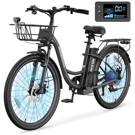 Bicicleta Elétrica para Adultos com Motor 700W Pico, Quadro em Alumínio 6061, Bateria Removível 36V 10,4Ah, Autonomia de até 64 km, 7 Marchas, Tela LCD Colorida, Certificação UL2849, Preto Sable