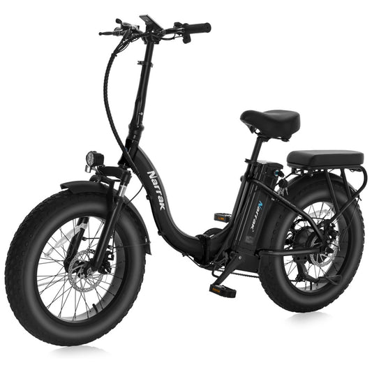 Bicicleta Elétrica Dobrável Narrak S129 com Motor Traseiro 750W Pico 1100W , Bateria 48V 13Ah, Freios a Disco Duplos e Transmissão SHIMANO 7 Velocidades, Velocidade Máxima 45km h e Display LCD, Preta